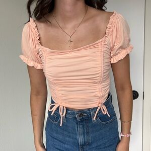 Peach Ruched Women Top